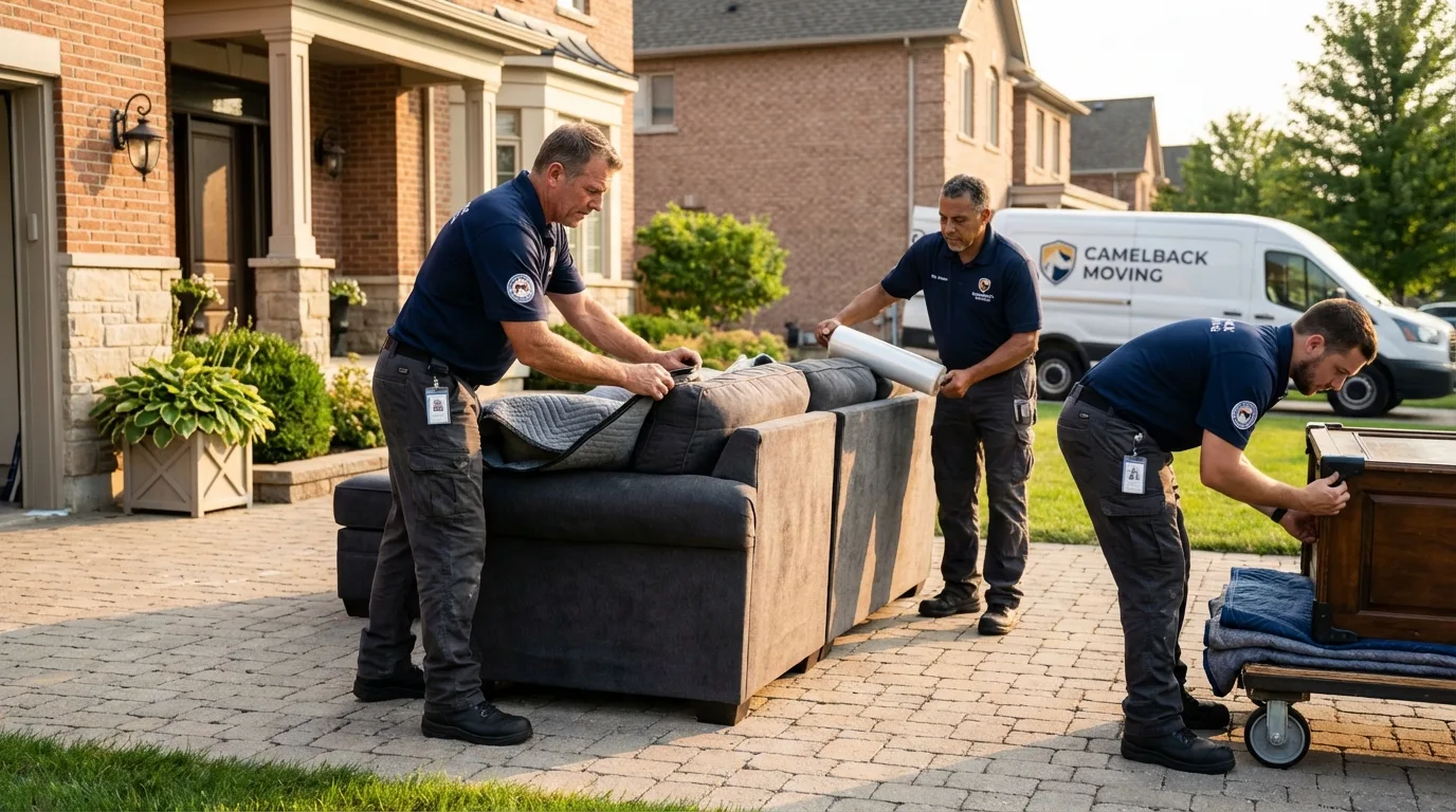 Large estate moving crew wrapping furniture in Aberdeen, MS
