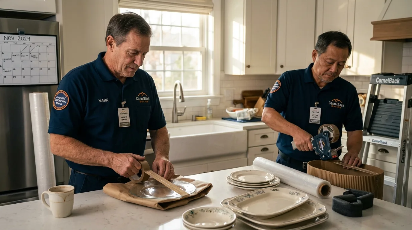 Professional crew packing kitchen dishware in Aberdeen, MS